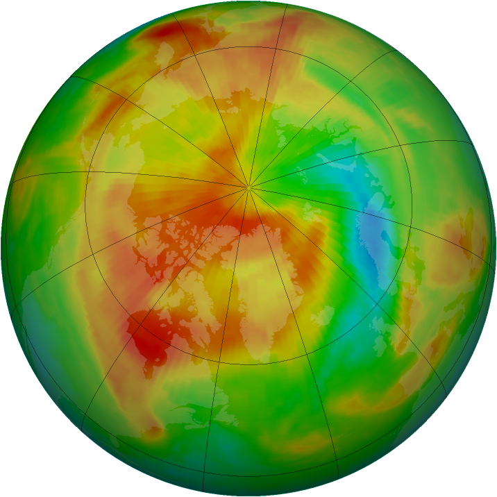 Arctic ozone map for 09 April 2000